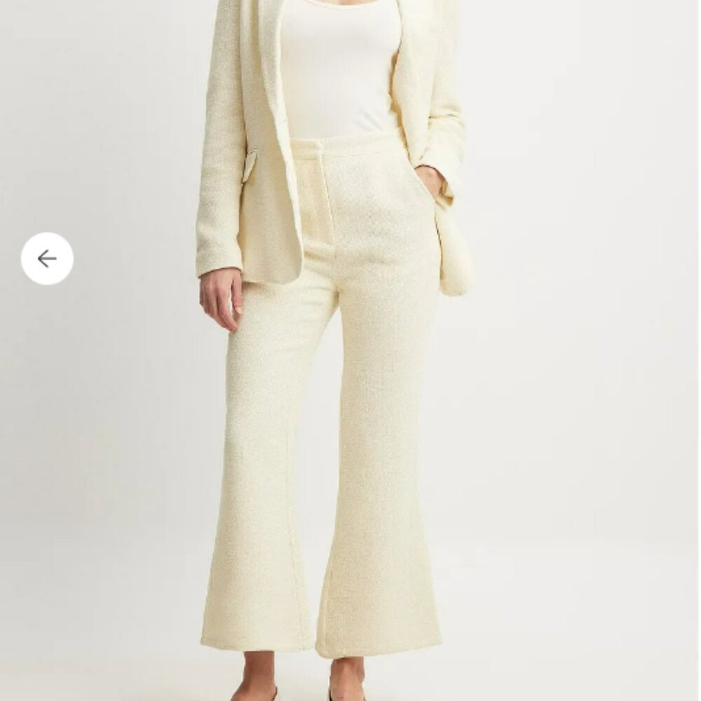 NWT NAKD Cream Tweed Structured Flared Suit Pants